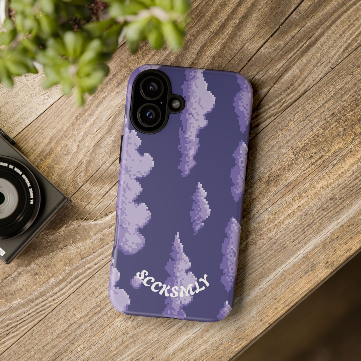 Lilac Pixel Cloud Tough Phone Case for Apple
