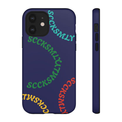 Y2K Wavy Script Tough Case for Apple- Navy Blue