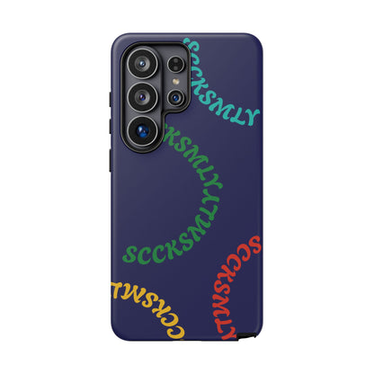 Y2K Wavy Script Tough Case for Samsung- Navy Blue