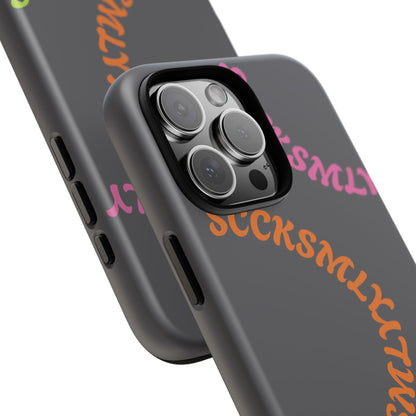 Y2K Wavy Script Tough Case for Apple- Gray