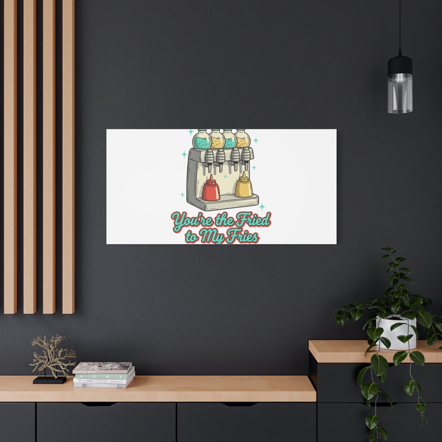 You’re the Fried to My Fries Canvas | Retro Diner Matchbook, Pantry Label Art
