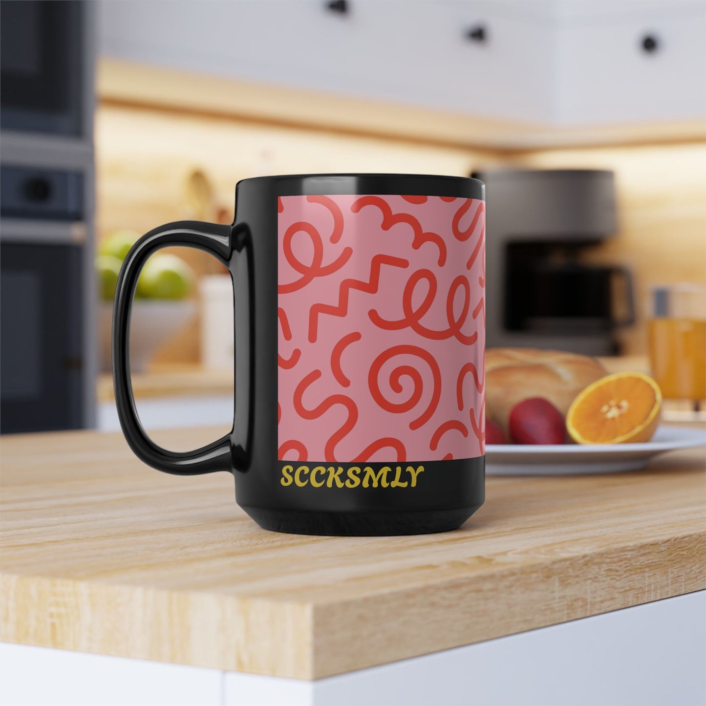 Mug Red Candy Swirls 15 oz — Black