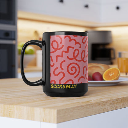Mug Red Candy Swirls 15 oz — Black