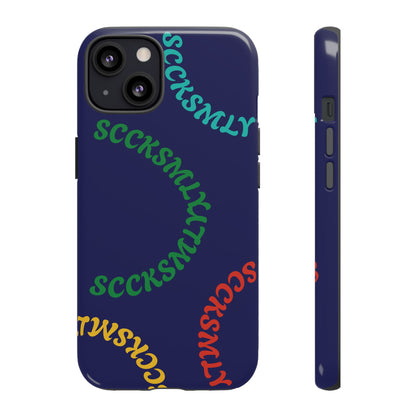 Y2K Wavy Script Tough Case for Apple- Navy Blue