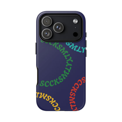 Y2K Wavy Script Tough Case for Apple- Navy Blue