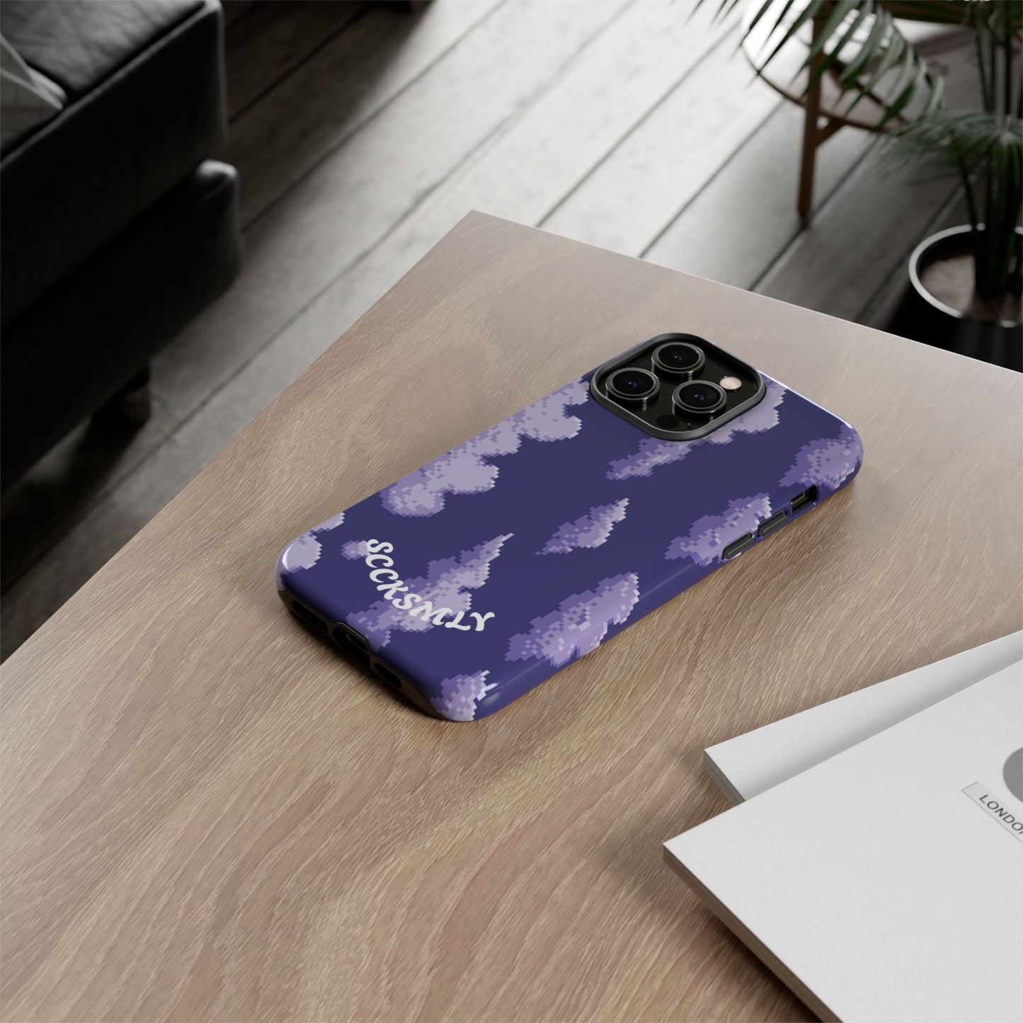 Lilac Pixel Cloud Tough Phone Case for Apple