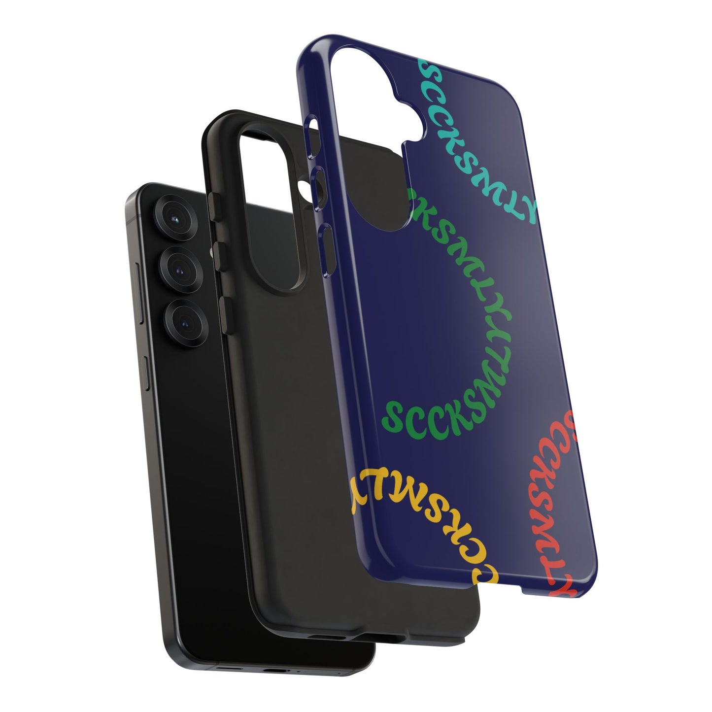 Y2K Wavy Script Tough Case for Samsung- Navy Blue