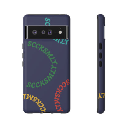 Y2K Wavy Script Tough Case for Google Pixel- Navy Blue