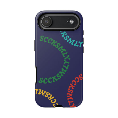 Y2K Wavy Script Tough Case for Apple- Navy Blue