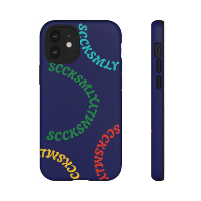 Y2K Wavy Script Tough Case for Apple- Navy Blue