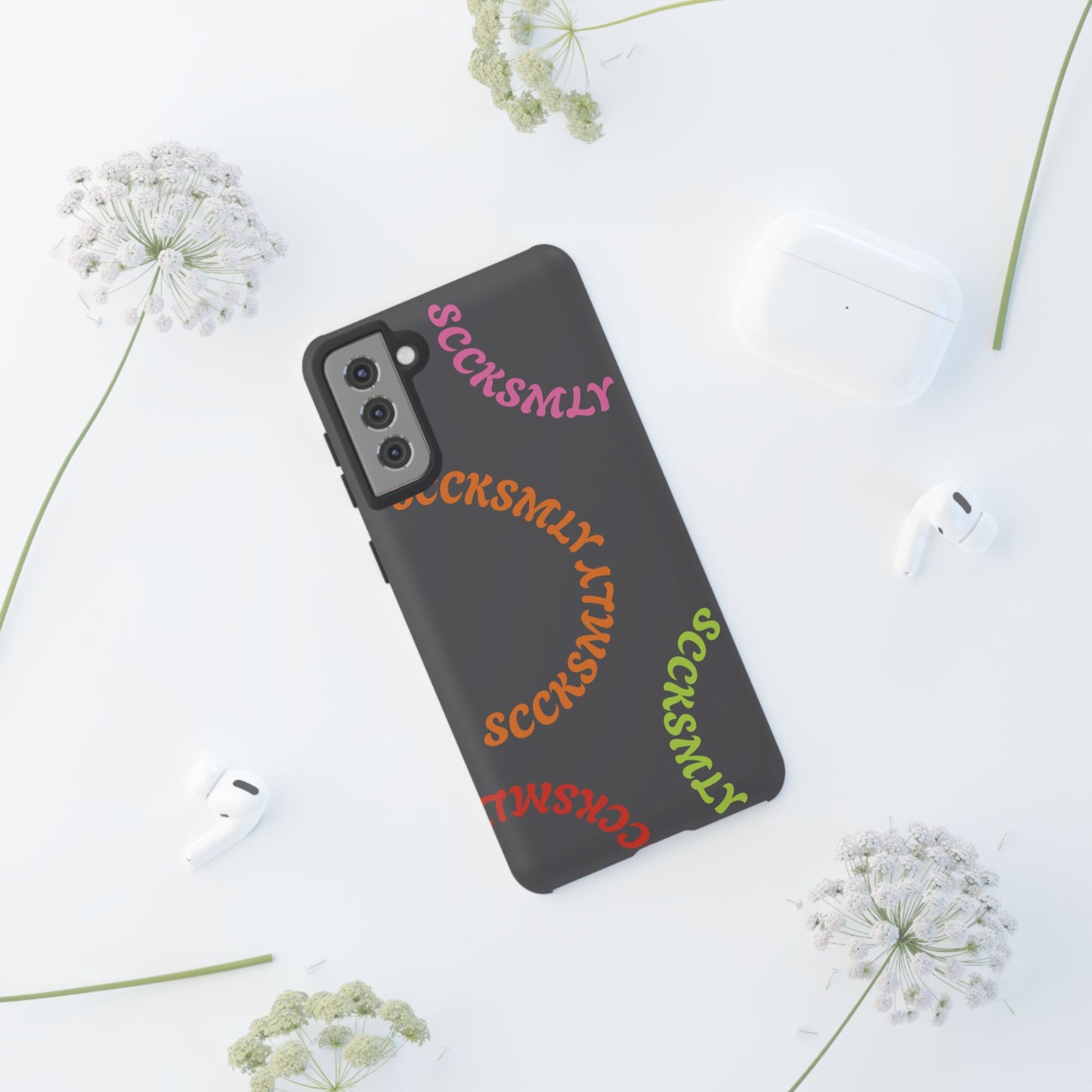 Y2K Wavy Script Tough Case for Samsung- Gray