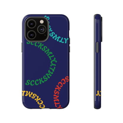 Y2K Wavy Script Tough Case for Apple- Navy Blue