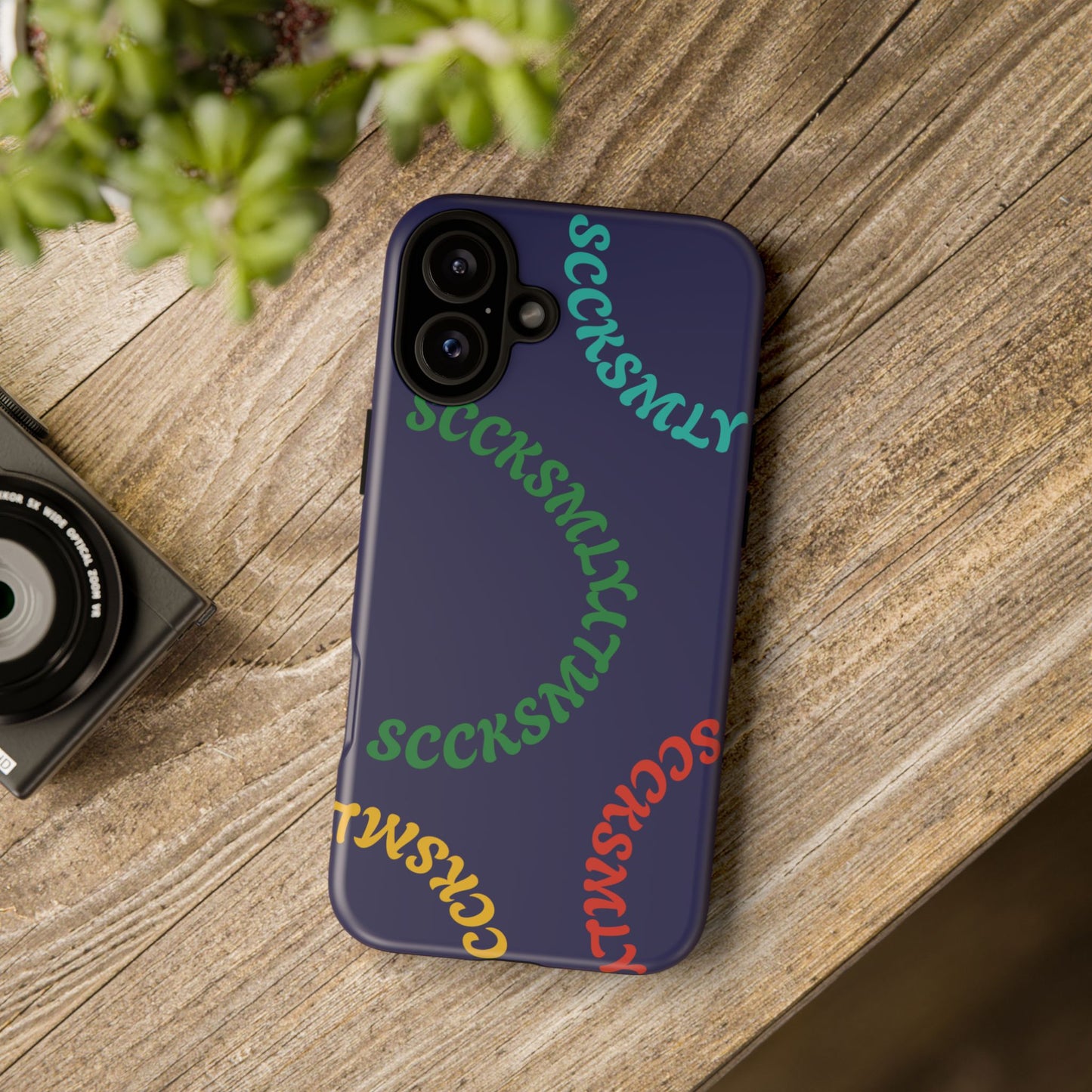 Y2K Wavy Script Tough Case for Apple- Navy Blue