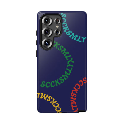 Y2K Wavy Script Tough Case for Samsung- Navy Blue