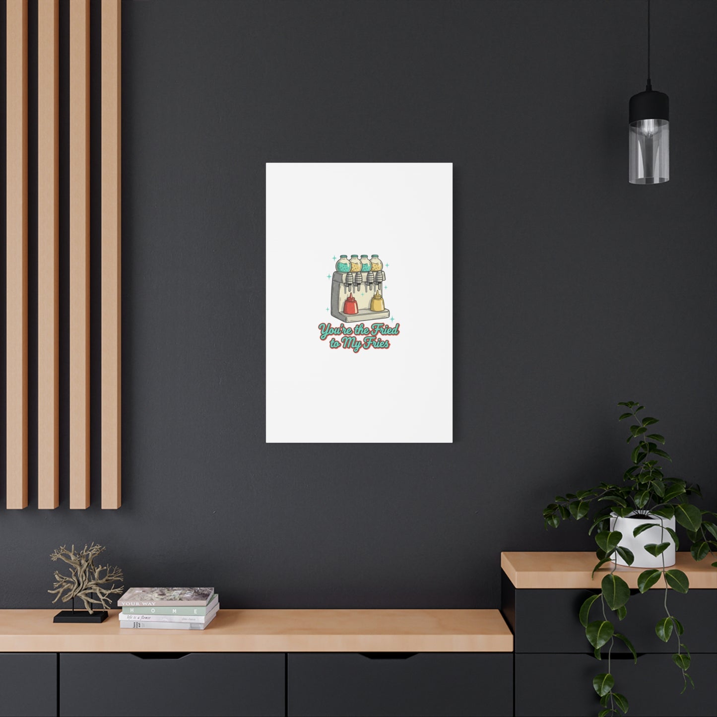 You’re the Fried to My Fries Canvas | Retro Diner Matchbook, Pantry Label Art