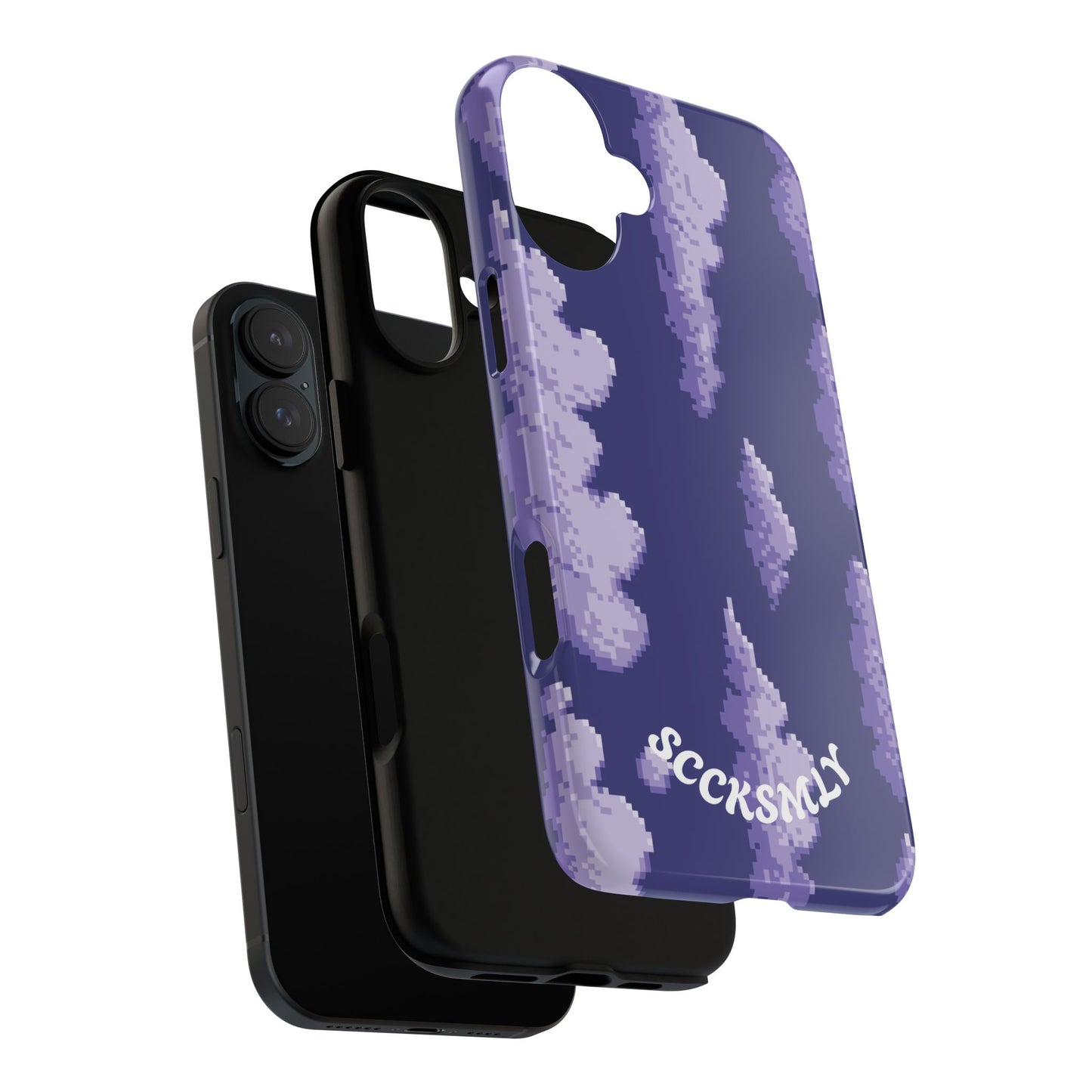 Lilac Pixel Cloud Tough Phone Case for Apple