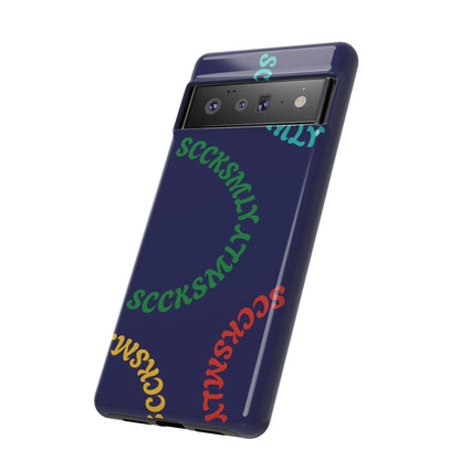 Y2K Wavy Script Tough Case for Google Pixel- Navy Blue