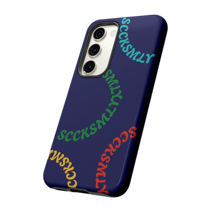 Y2K Wavy Script Tough Case for Samsung- Navy Blue