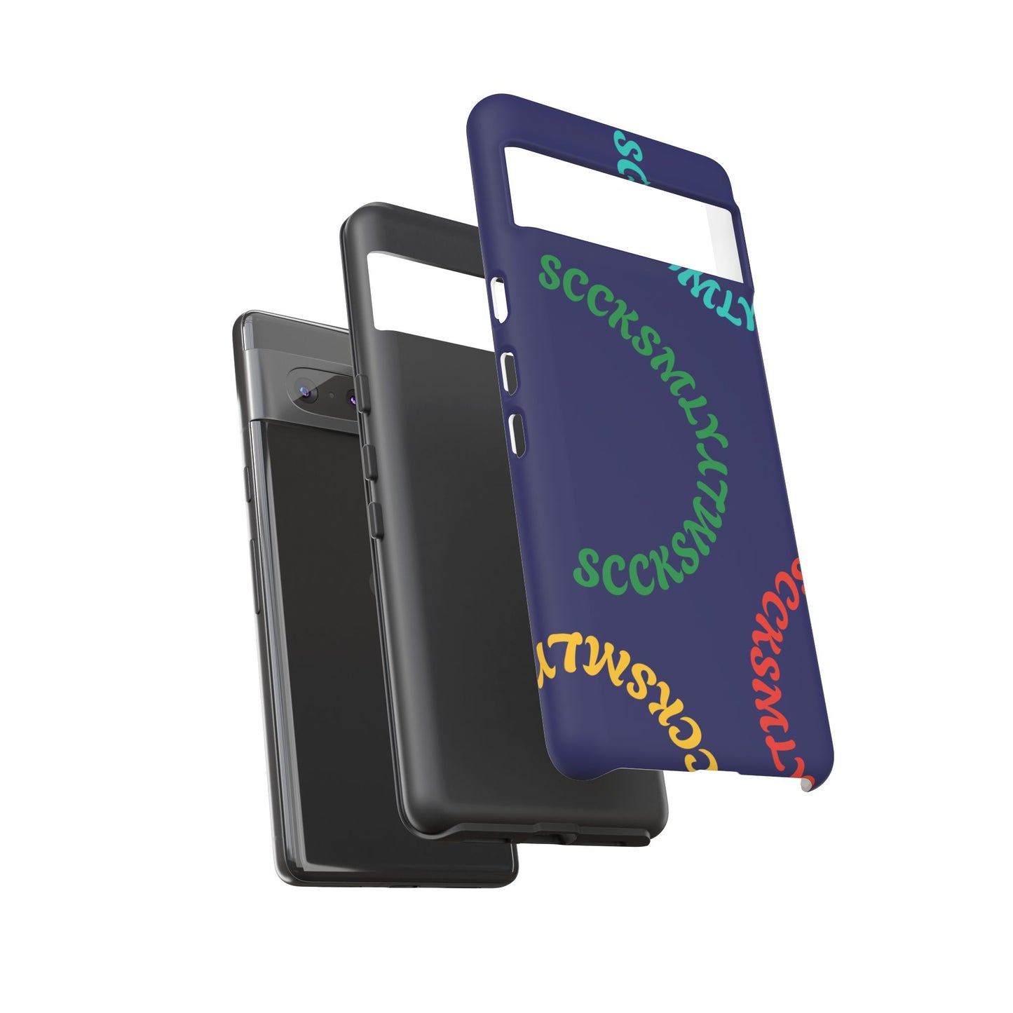 Y2K Wavy Script Tough Case for Google Pixel- Navy Blue