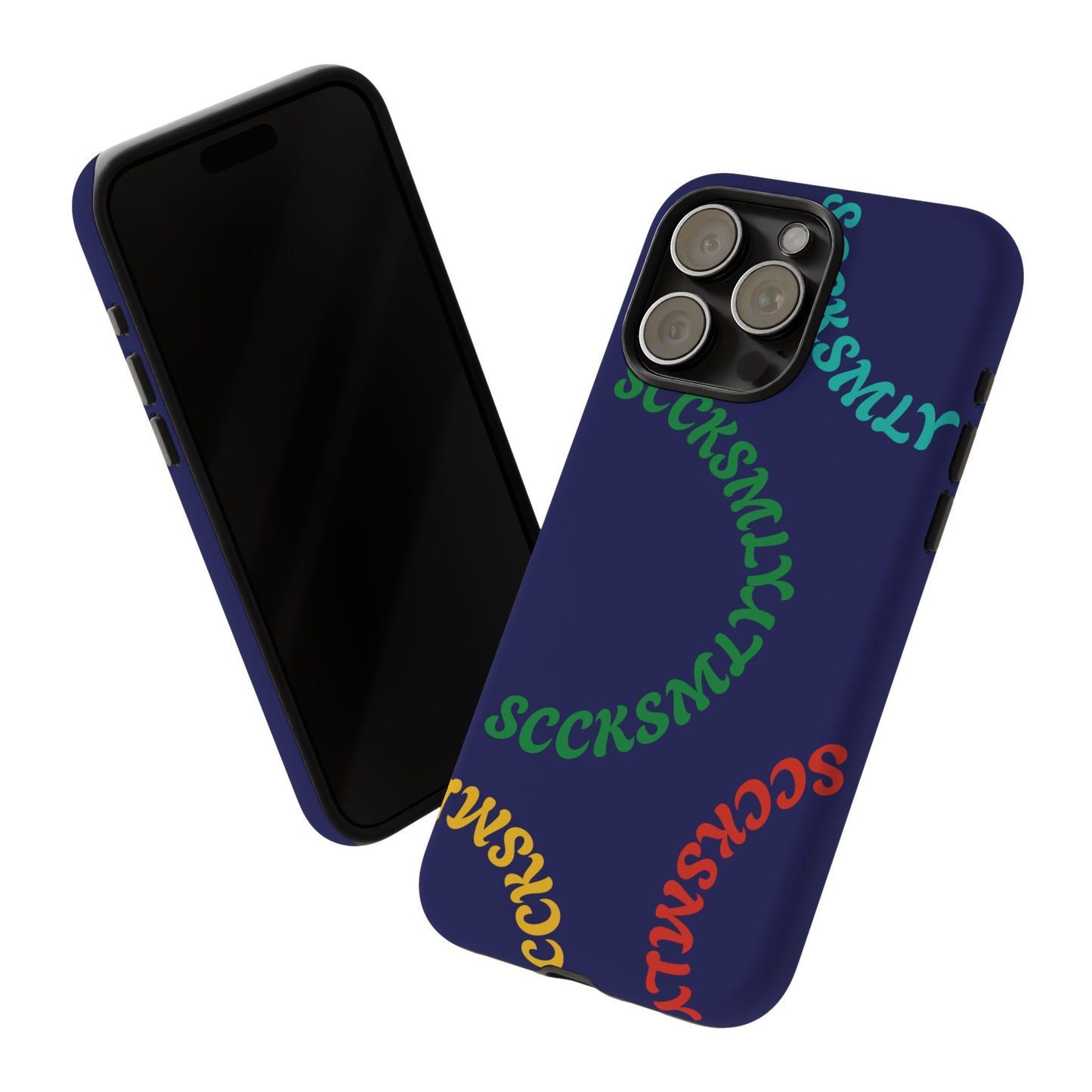 Y2K Wavy Script Tough Case for Apple- Navy Blue
