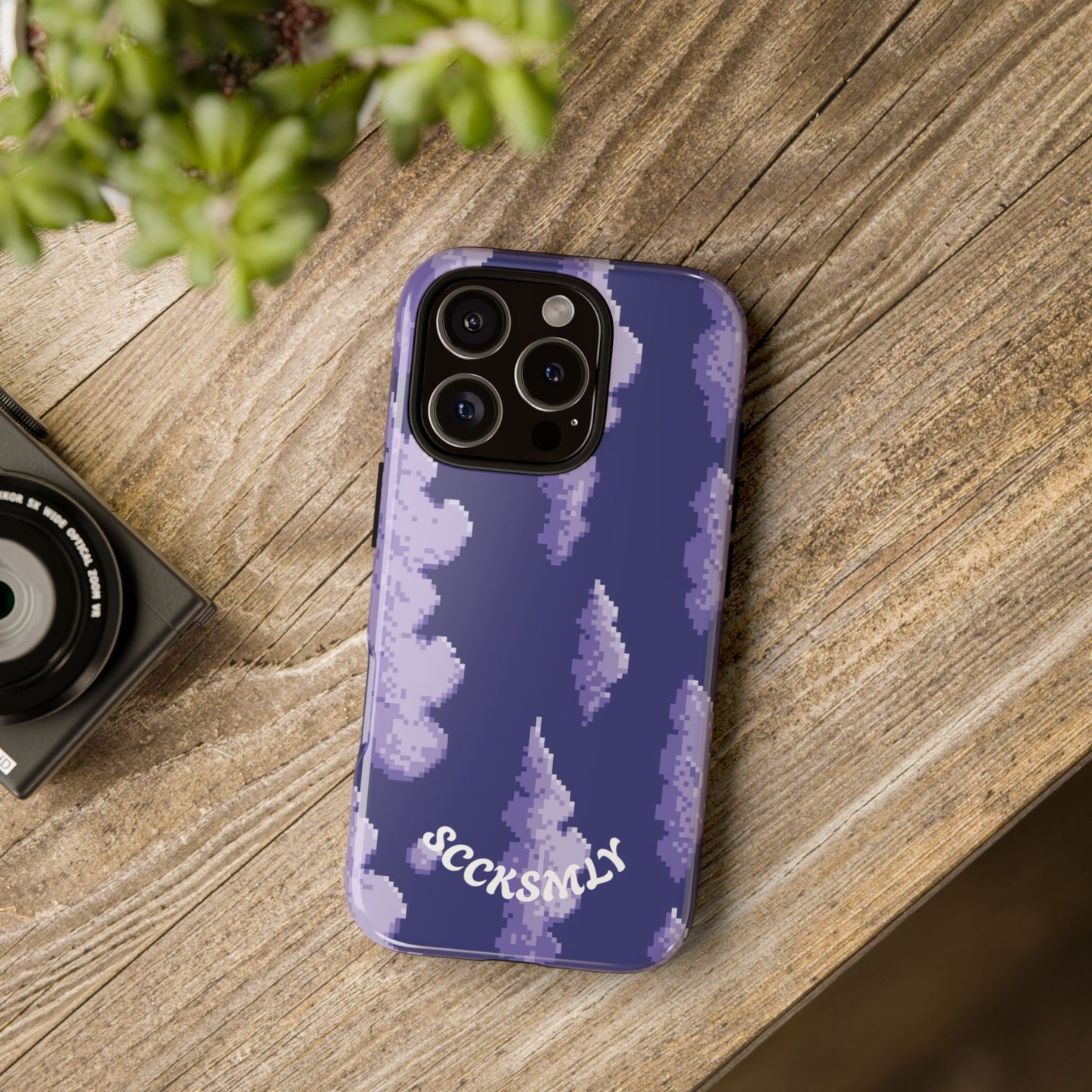 Lilac Pixel Cloud Tough Phone Case for Apple