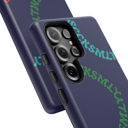 Y2K Wavy Script Tough Case for Samsung- Navy Blue