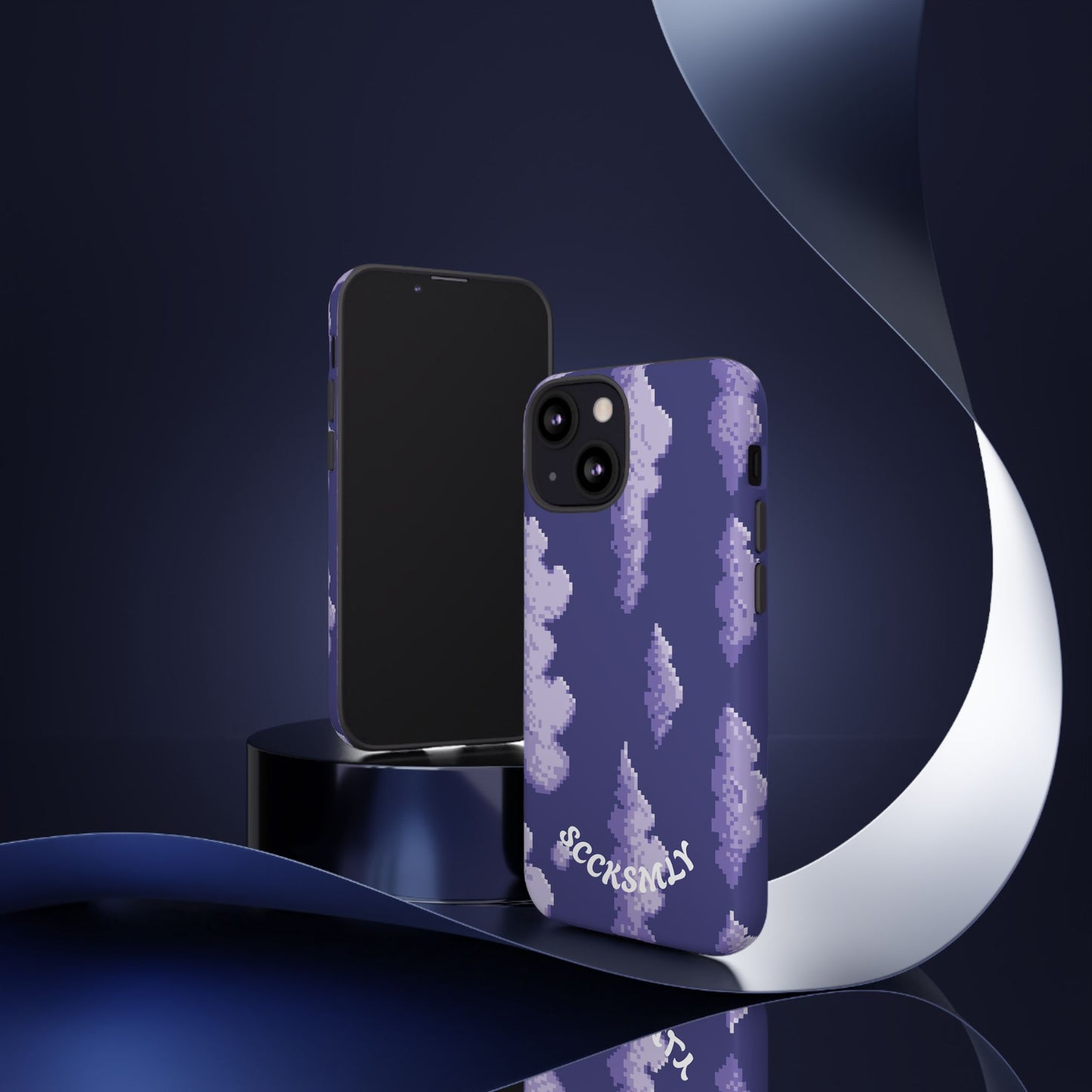 Lilac Pixel Cloud Tough Phone Case for Apple