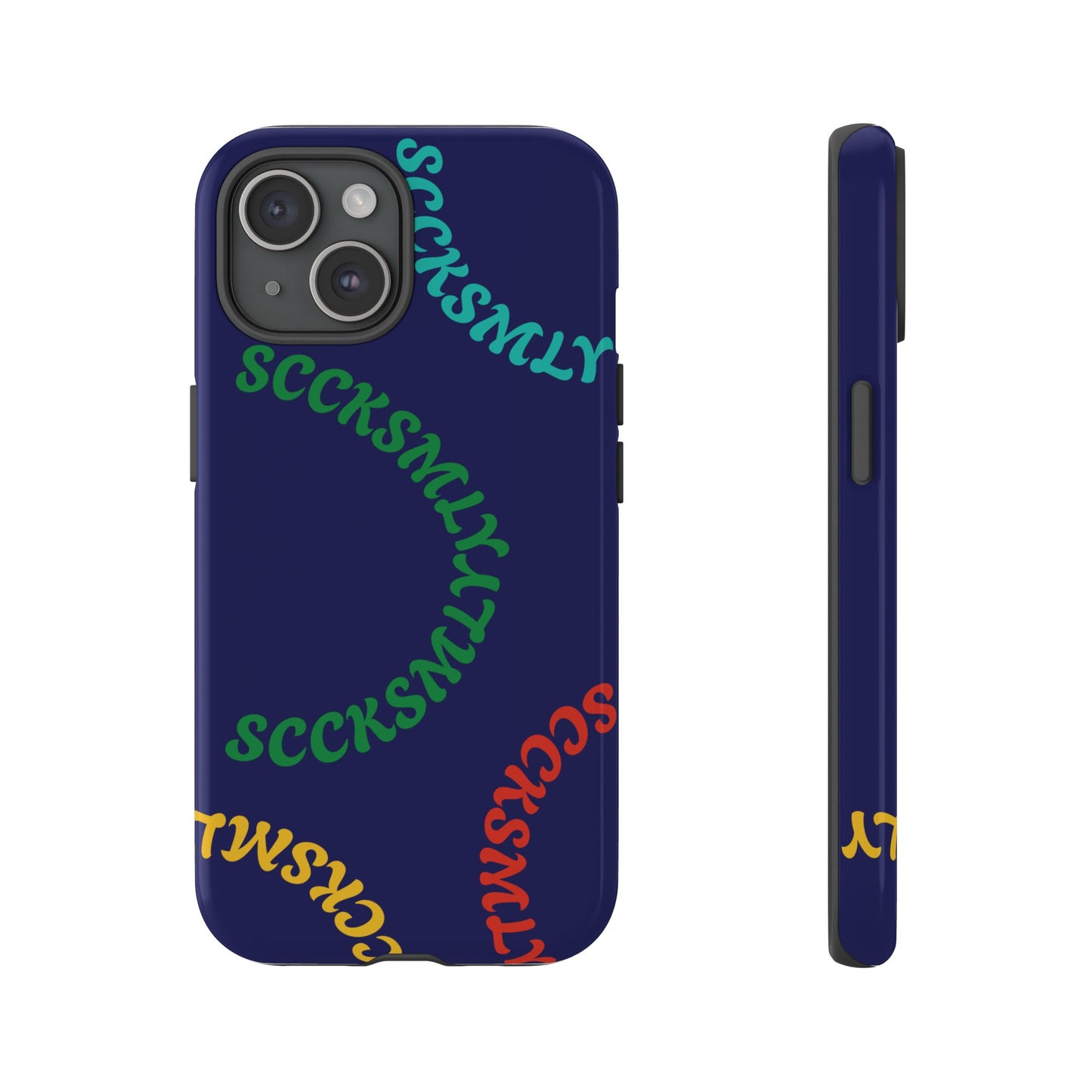Y2K Wavy Script Tough Case for Apple- Navy Blue