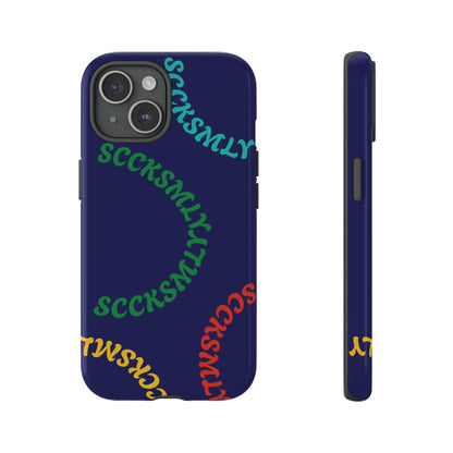 Y2K Wavy Script Tough Case for Apple- Navy Blue
