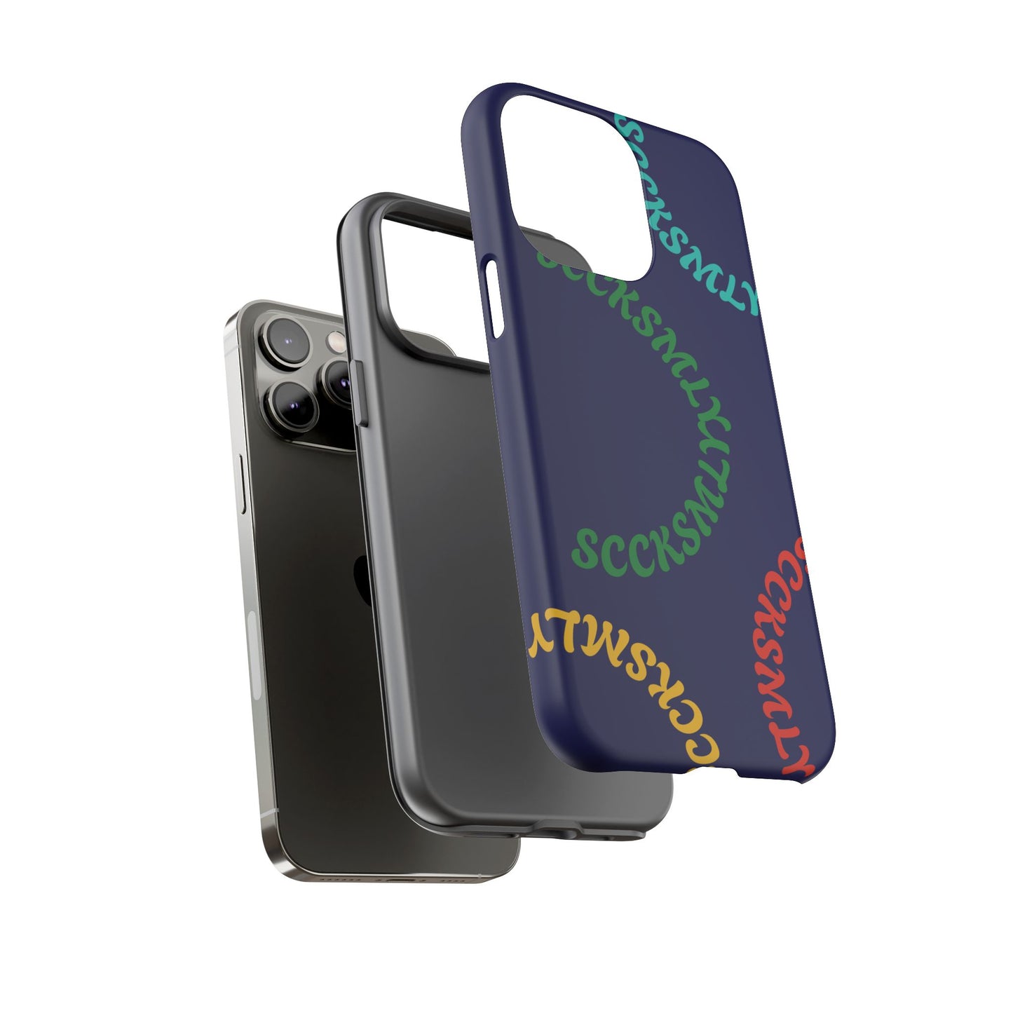 Y2K Wavy Script Tough Case for Apple- Navy Blue