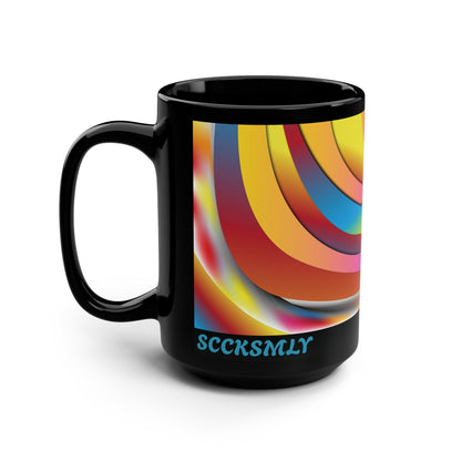 Mug Modern Retro Rainbow 15oz — Black