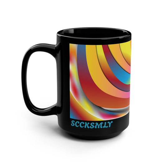 Mug Modern Retro Rainbow 15oz — Black