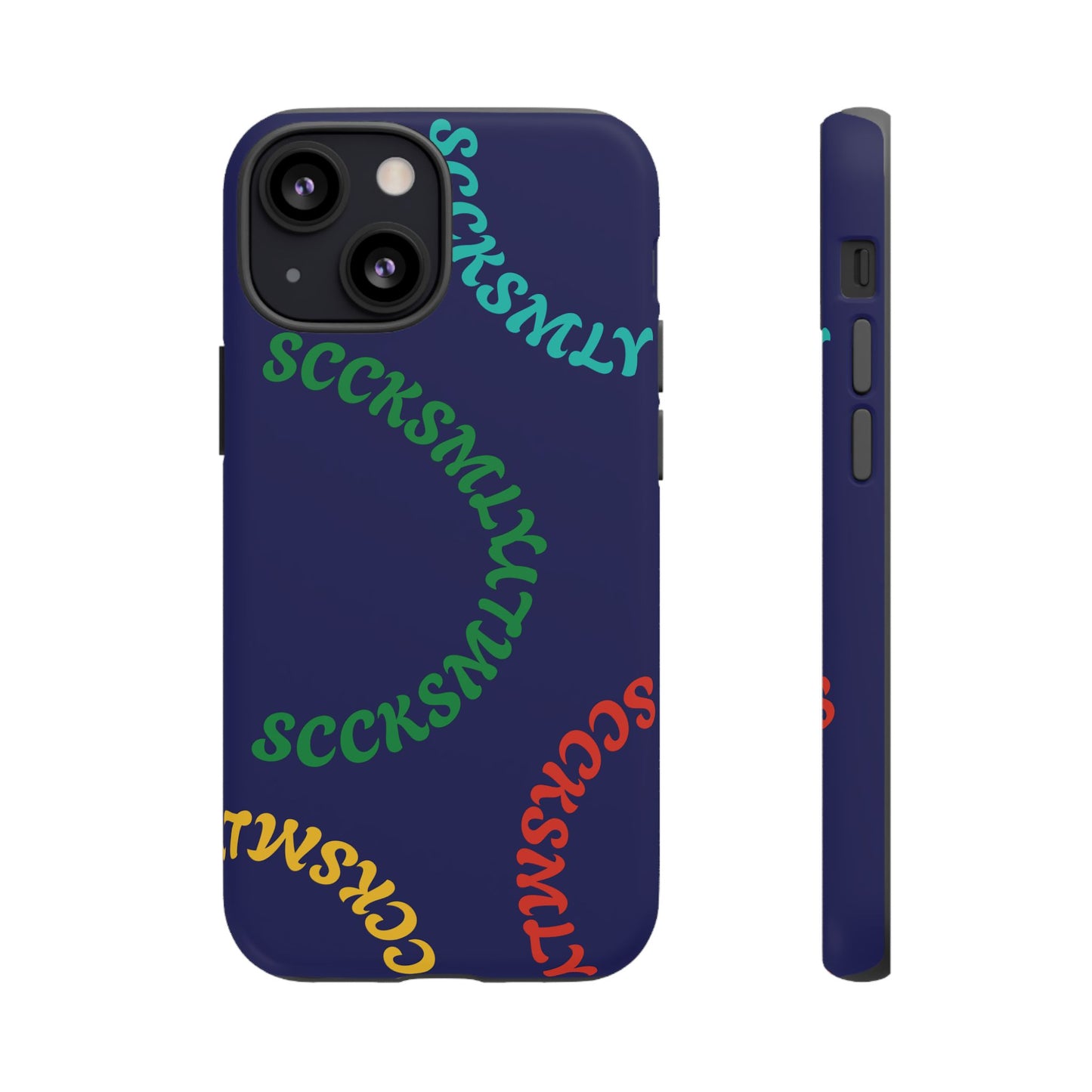 Y2K Wavy Script Tough Case for Apple- Navy Blue