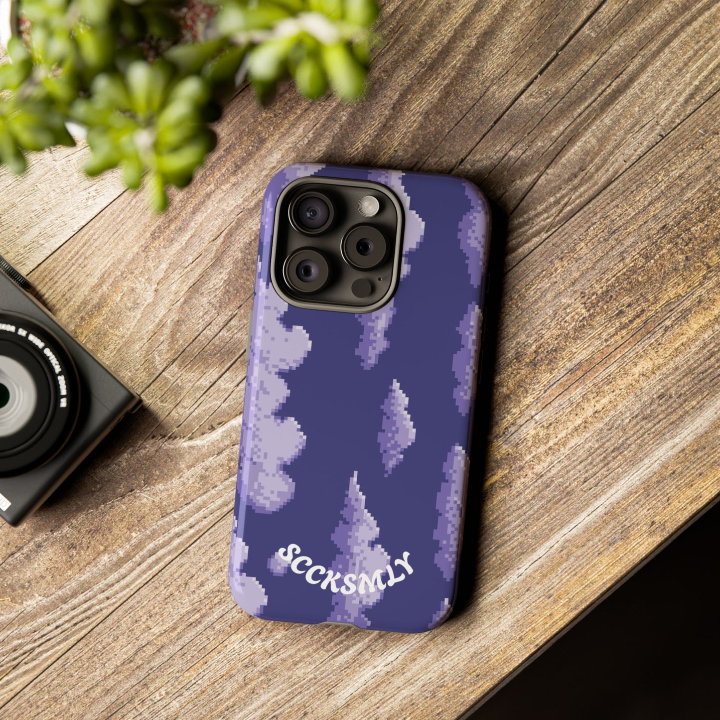 Lilac Pixel Cloud Tough Phone Case for Apple