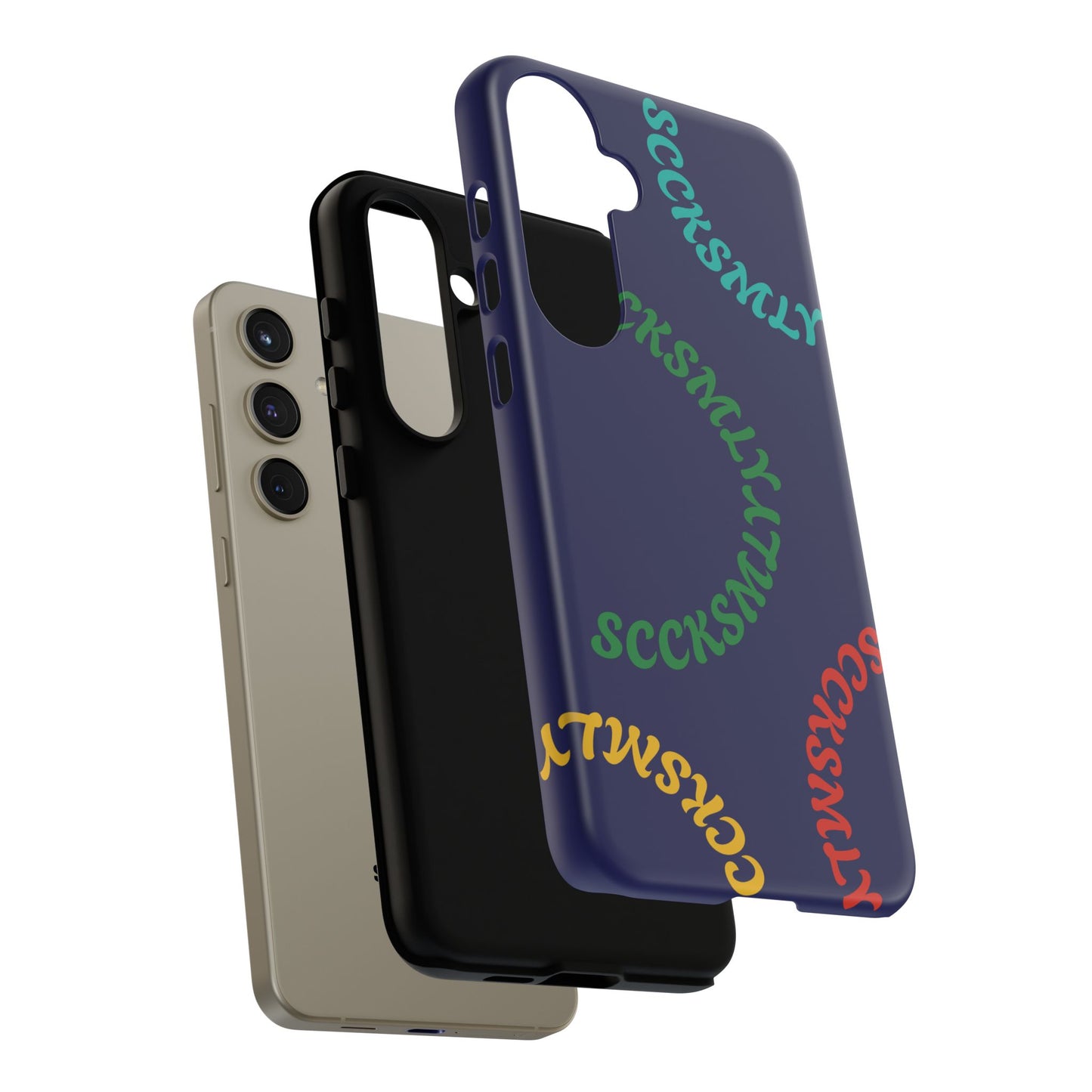 Y2K Wavy Script Tough Case for Samsung- Navy Blue