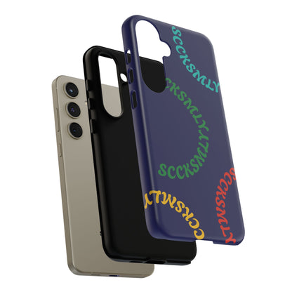 Y2K Wavy Script Tough Case for Samsung- Navy Blue