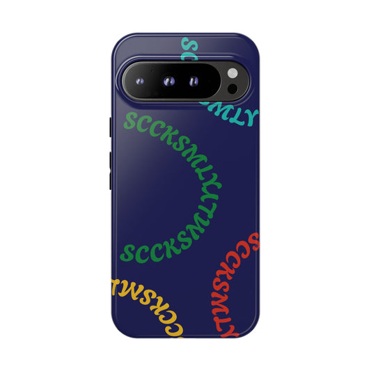 Y2K Wavy Script Tough Case for Google Pixel- Navy Blue