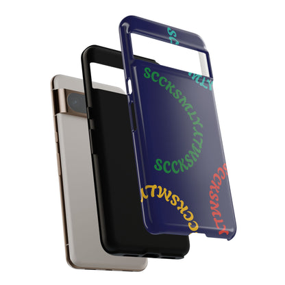 Y2K Wavy Script Tough Case for Google Pixel- Navy Blue