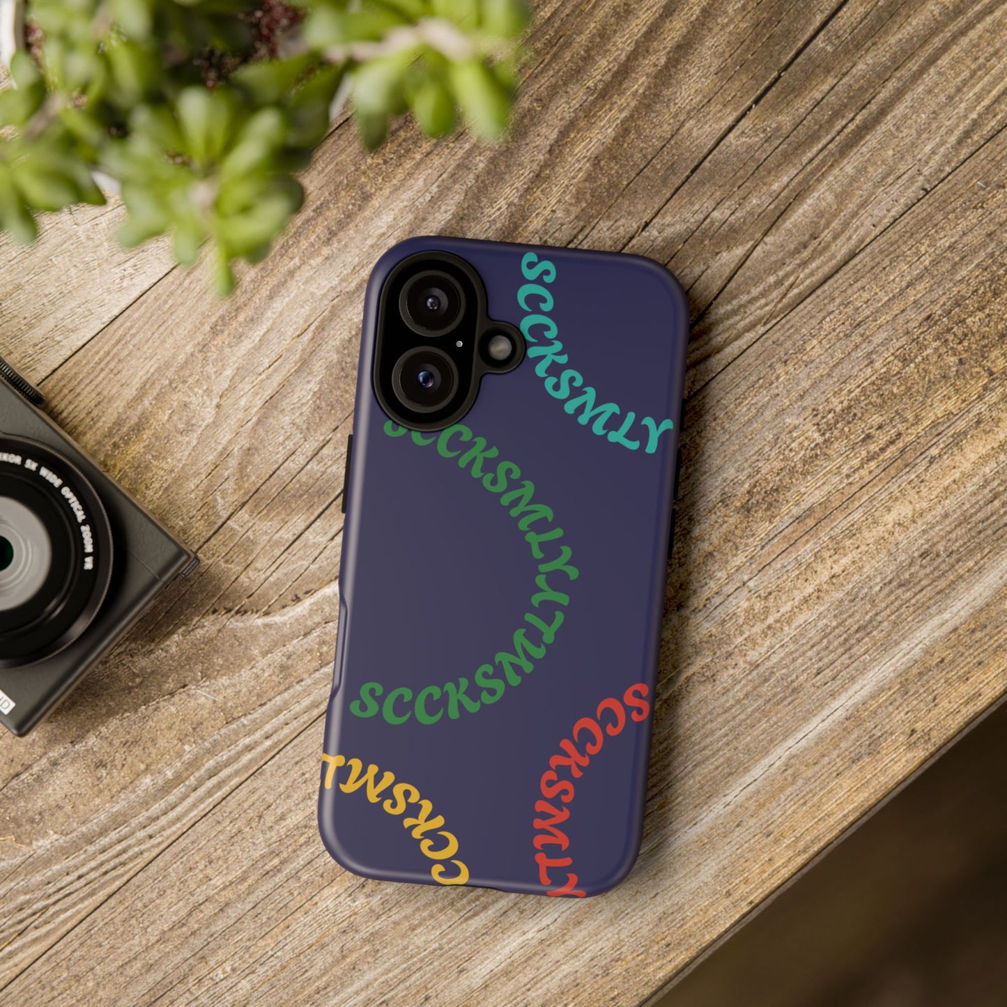 Y2K Wavy Script Tough Case for Apple- Navy Blue