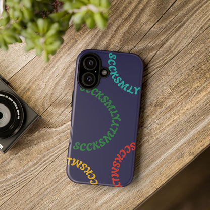 Y2K Wavy Script Tough Case for Apple- Navy Blue
