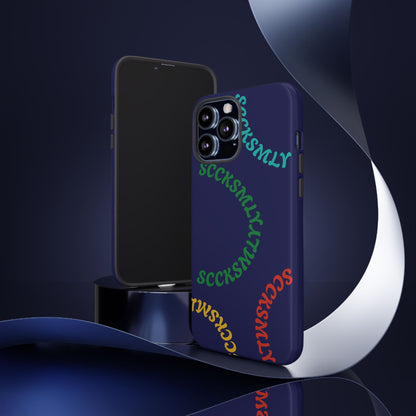 Y2K Wavy Script Tough Case for Apple- Navy Blue