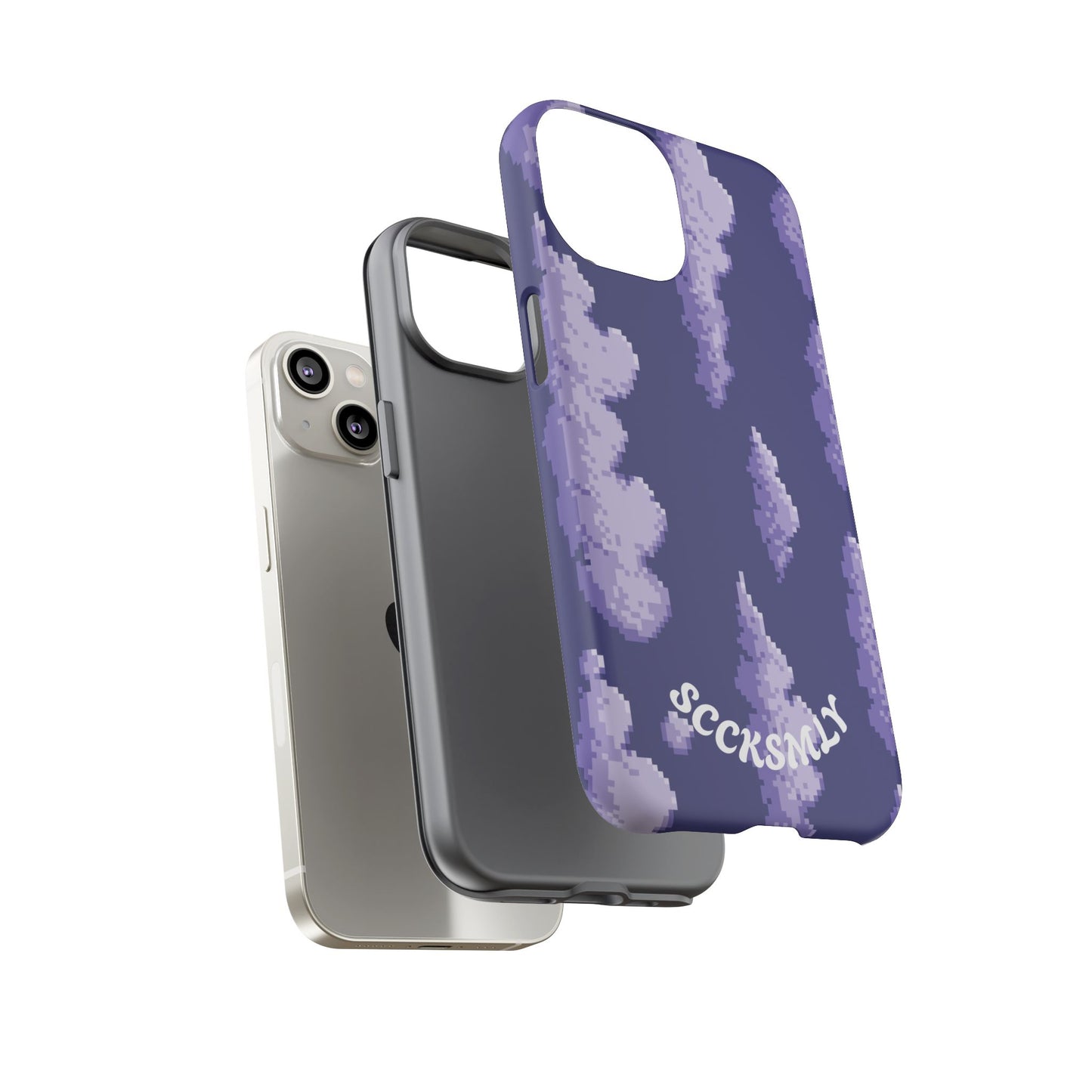 Lilac Pixel Cloud Tough Phone Case for Apple