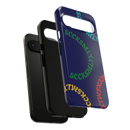 Y2K Wavy Script Tough Case for Google Pixel- Navy Blue