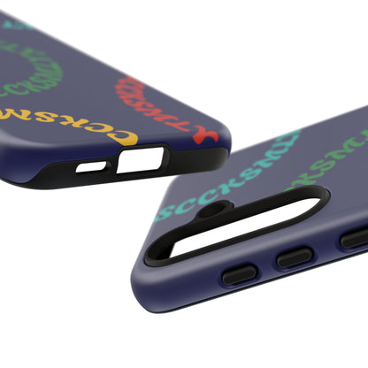 Y2K Wavy Script Tough Case for Samsung- Navy Blue