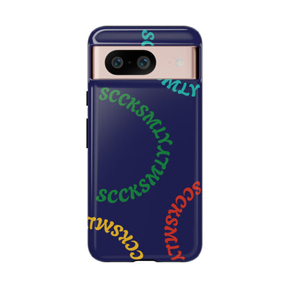 Y2K Wavy Script Tough Case for Google Pixel- Navy Blue