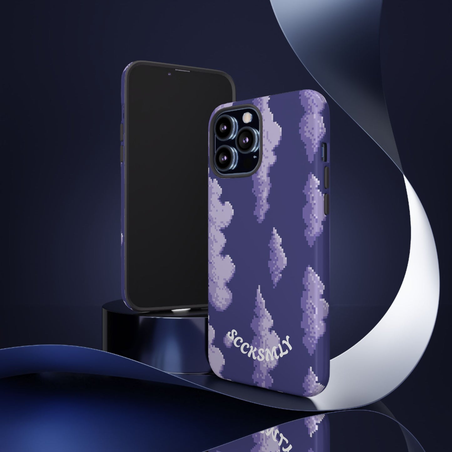 Lilac Pixel Cloud Tough Phone Case for Apple