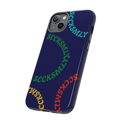 Y2K Wavy Script Tough Case for Apple- Navy Blue