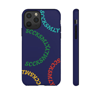 Y2K Wavy Script Tough Case for Apple- Navy Blue