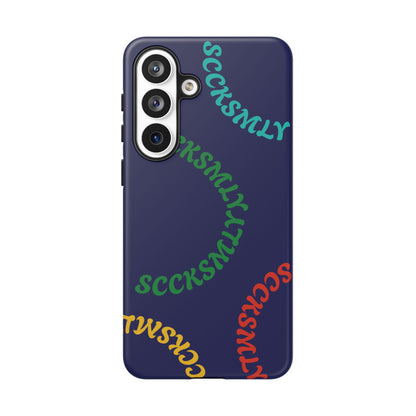 Y2K Wavy Script Tough Case for Samsung- Navy Blue