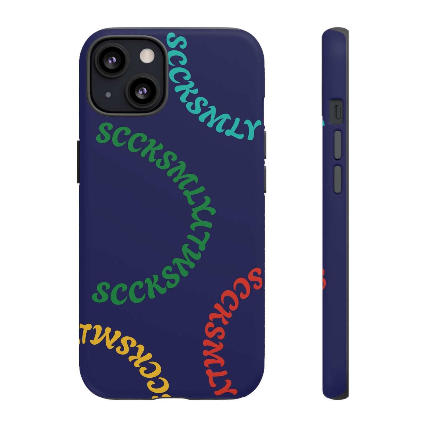 Y2K Wavy Script Tough Case for Apple- Navy Blue